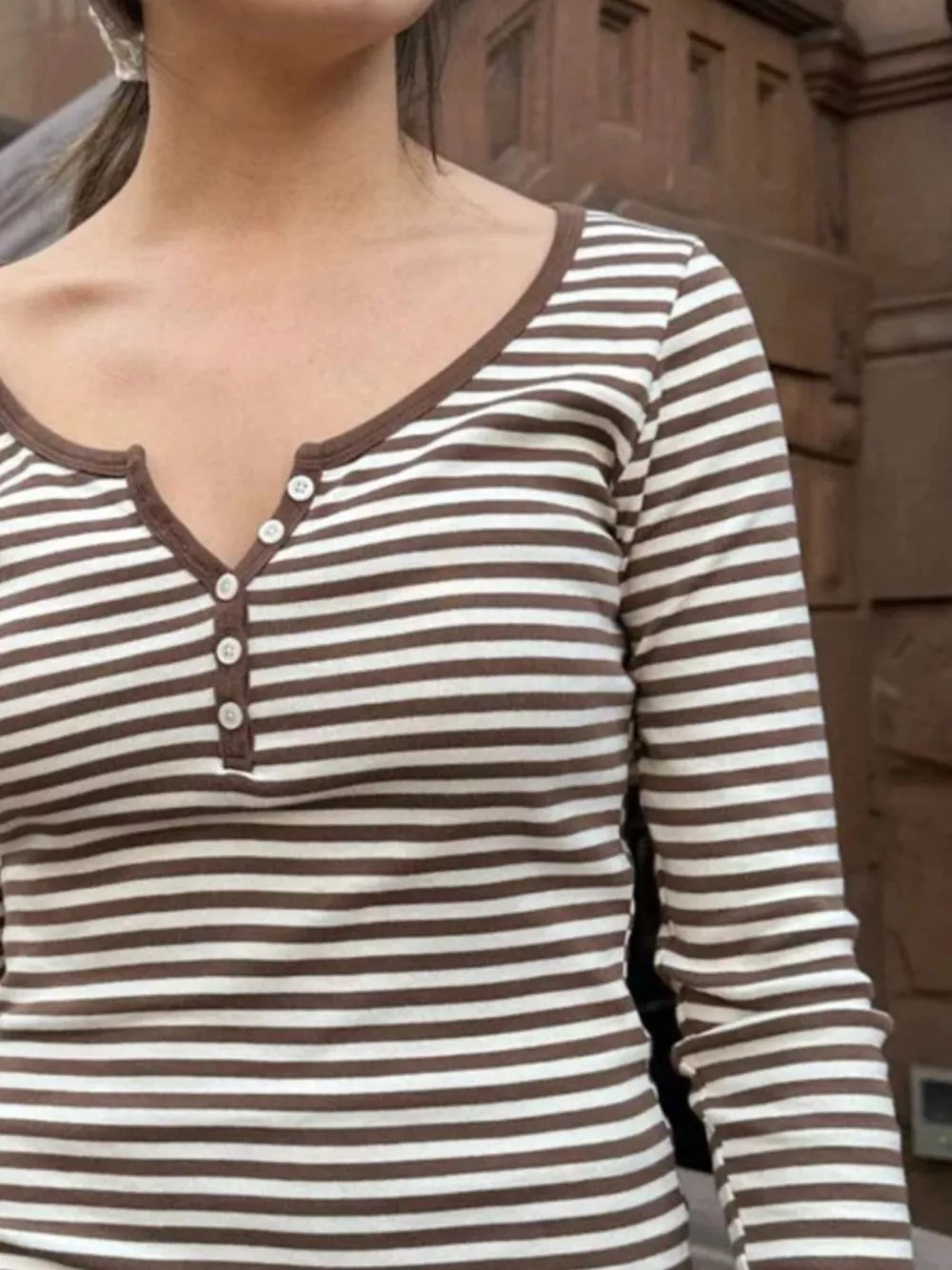 Striped Long Sleeve Henley T-Shirt, image 18