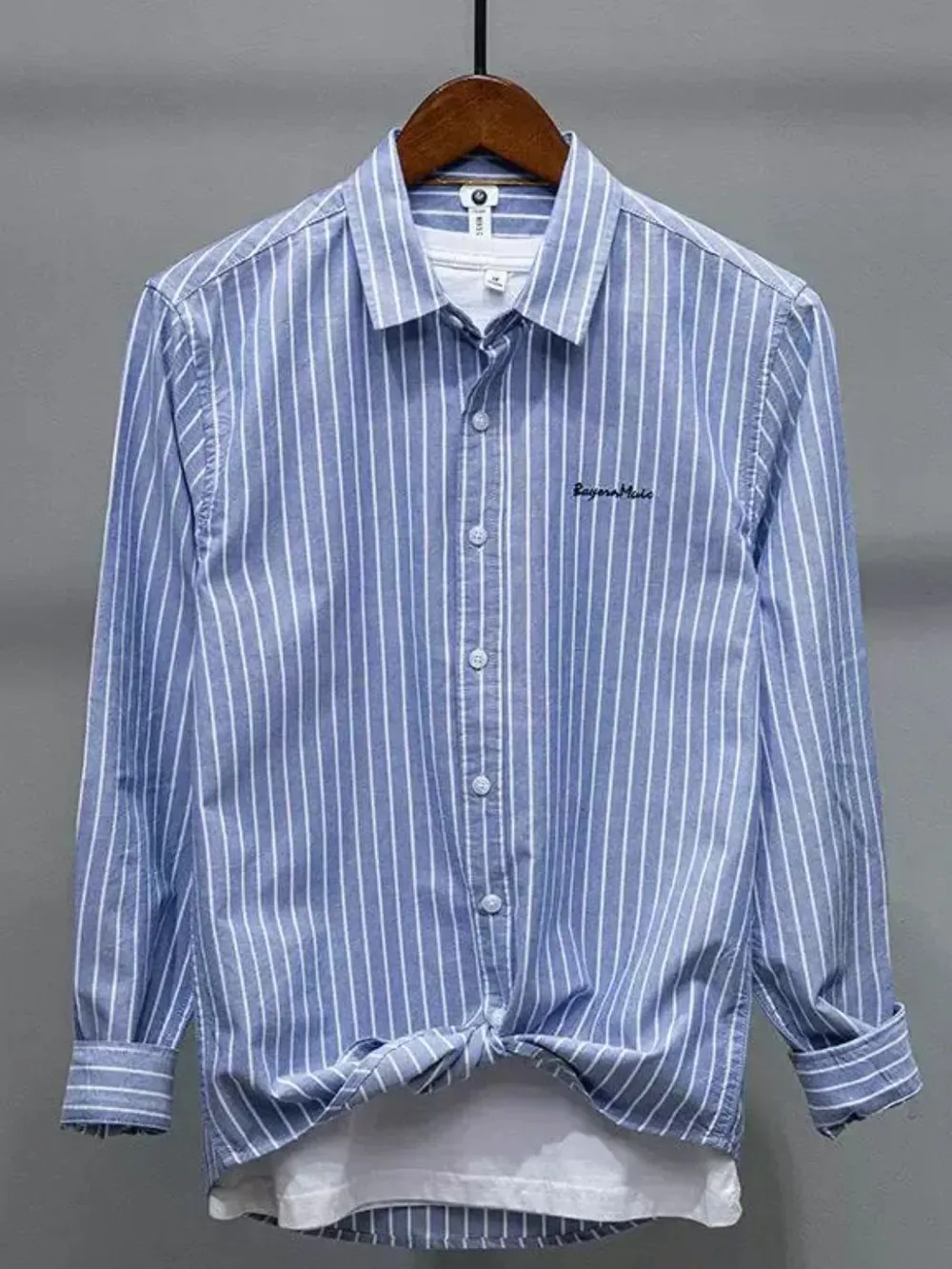 Men's Plus Size Striped Button Up Long Sleeve Shirt