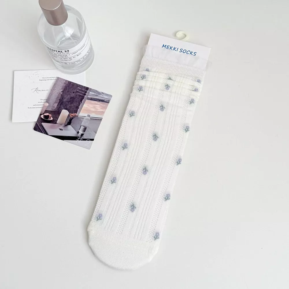 Breathable Floral Crew Socks, image 9