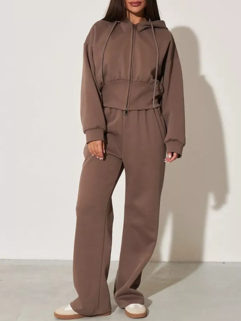 Zip-Up Hoodie and Wide-Leg Pants Set, image 21