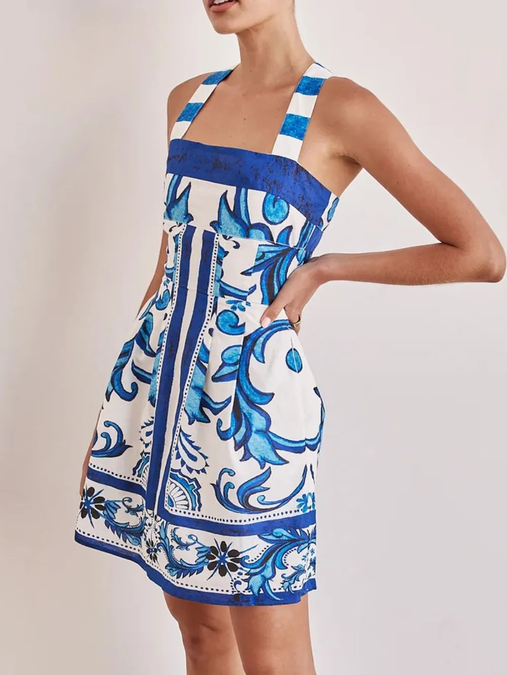 Printed Square Neck Midi Dress, image 12