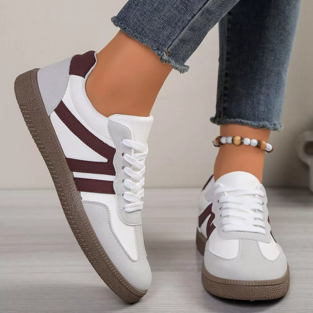 Striped Lace-Up Casual Sneakers, image 6