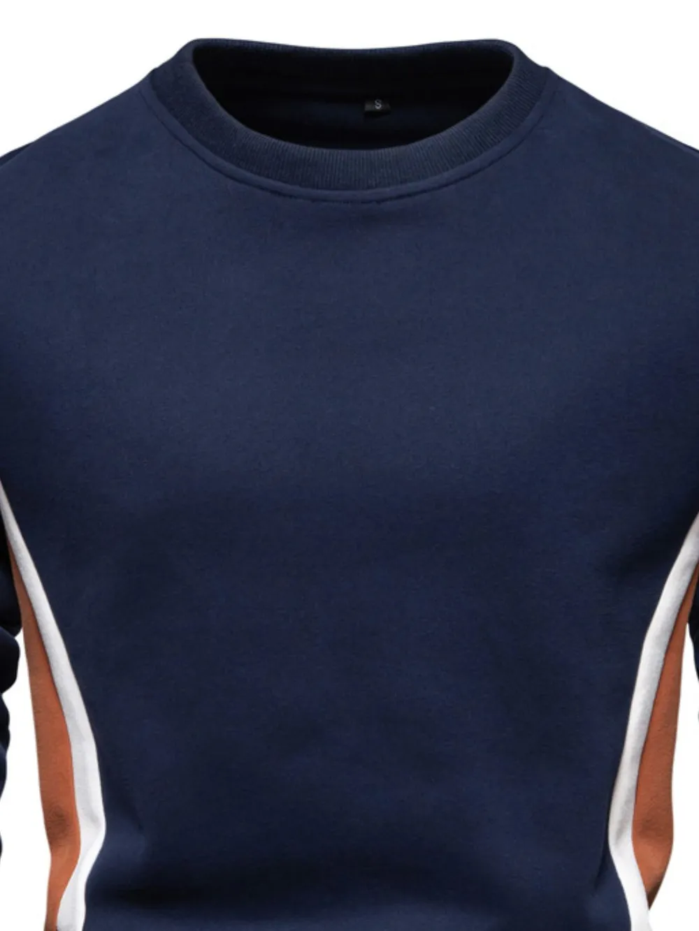 Men's Side Striped Contrast Round Neck Sweatshirt, image 6