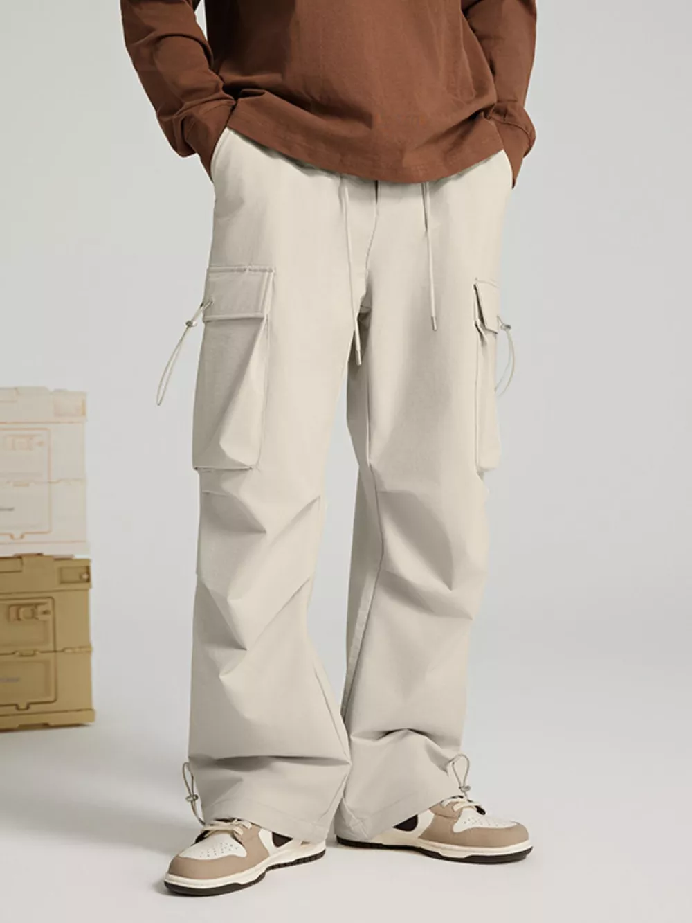 Men's Wide Leg Pants with Cargo Pockets, image 4
