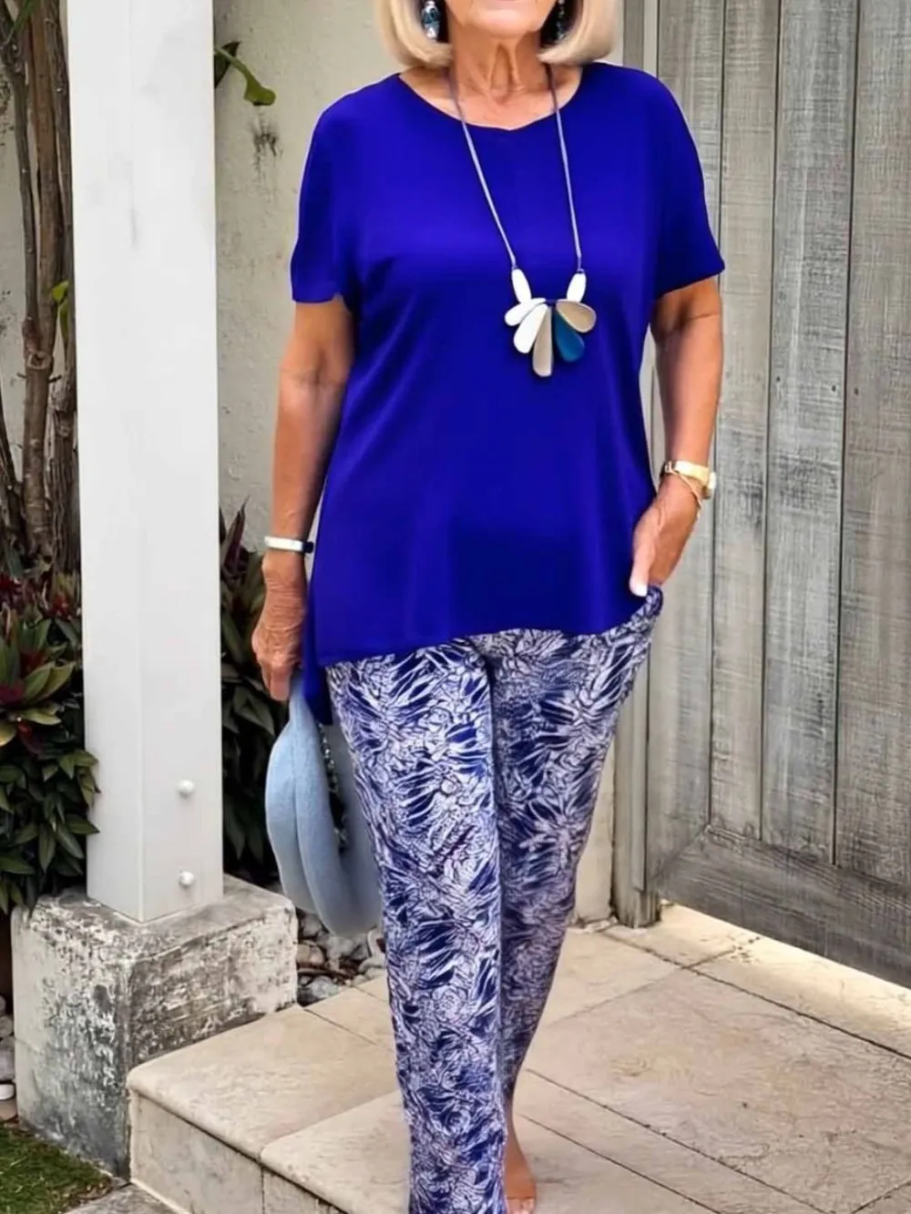 Full Size Round Neck Short Sleeve Top and Pants Set Plus Size, image 7