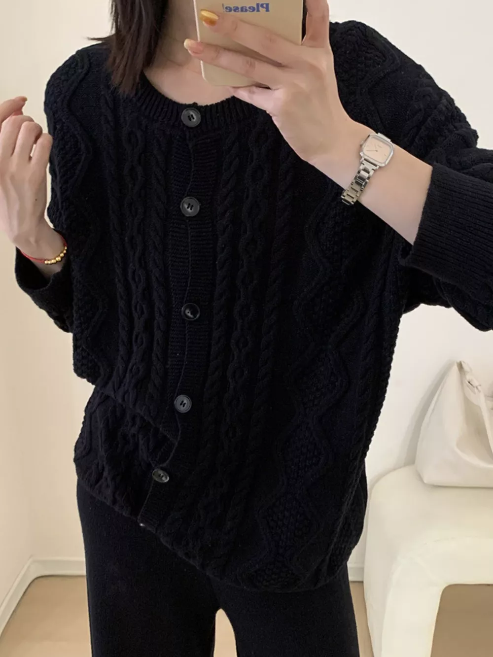Cable Knit Cardigan & Wide Leg Pants Sweater Set, image 8