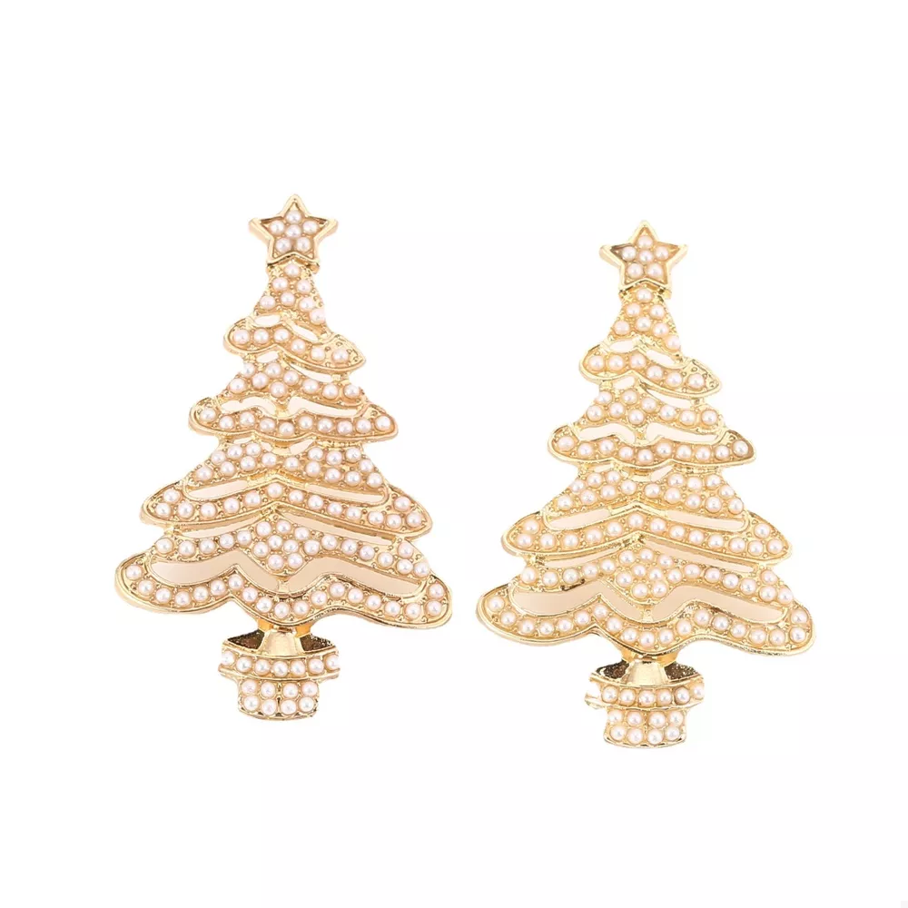 Christmas Tree Rhinestone Earrings, image 3