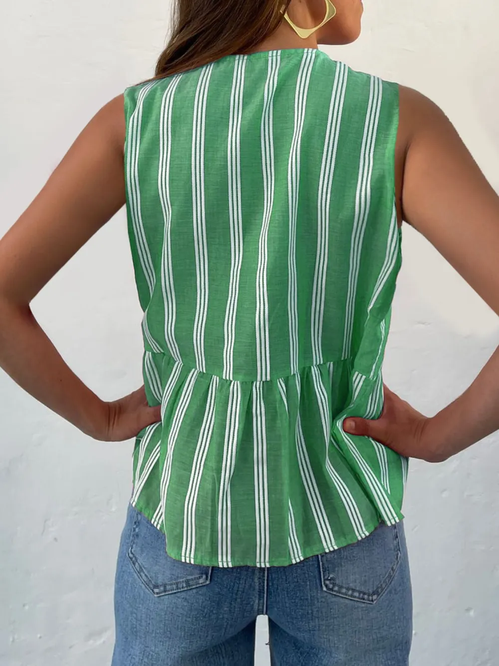 Tied Striped Round Neck Tank, image 5
