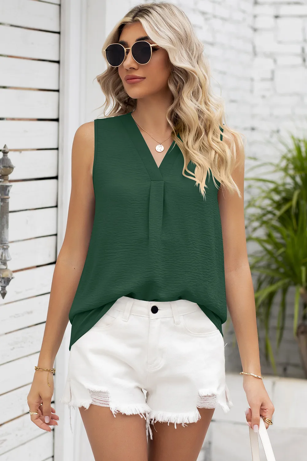Texture V-Neck Sleeveless Top, image 13