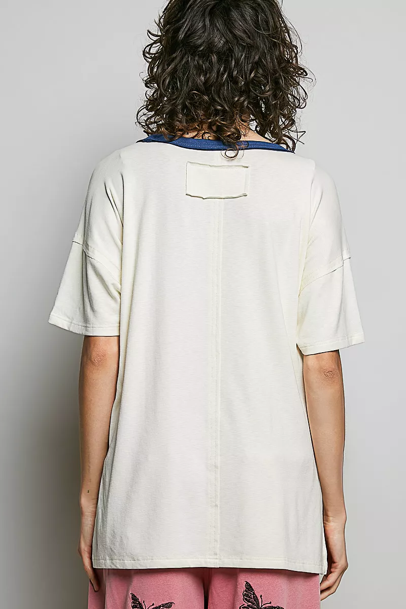 POL American Flag Color Block Side Slit Cotton Top, image 3