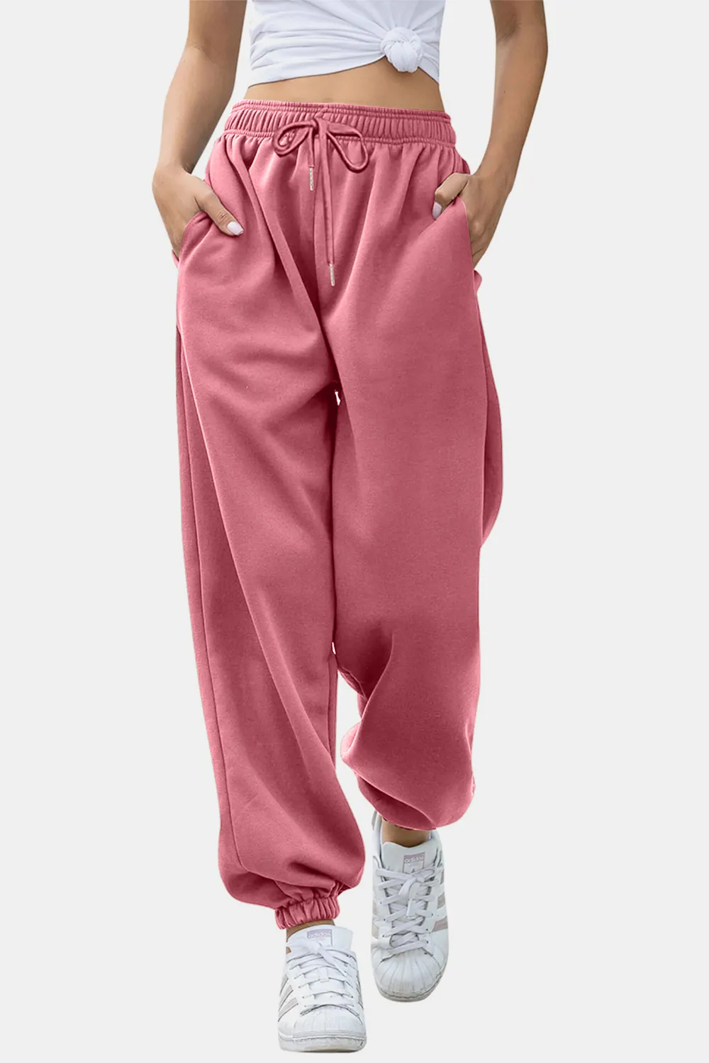Elastic Waist Joggers with Pockets, image 10
