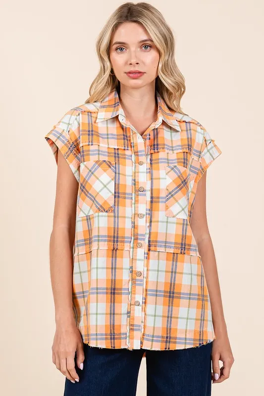 Mineral Wash Plaid Button Down Shirt, image 4