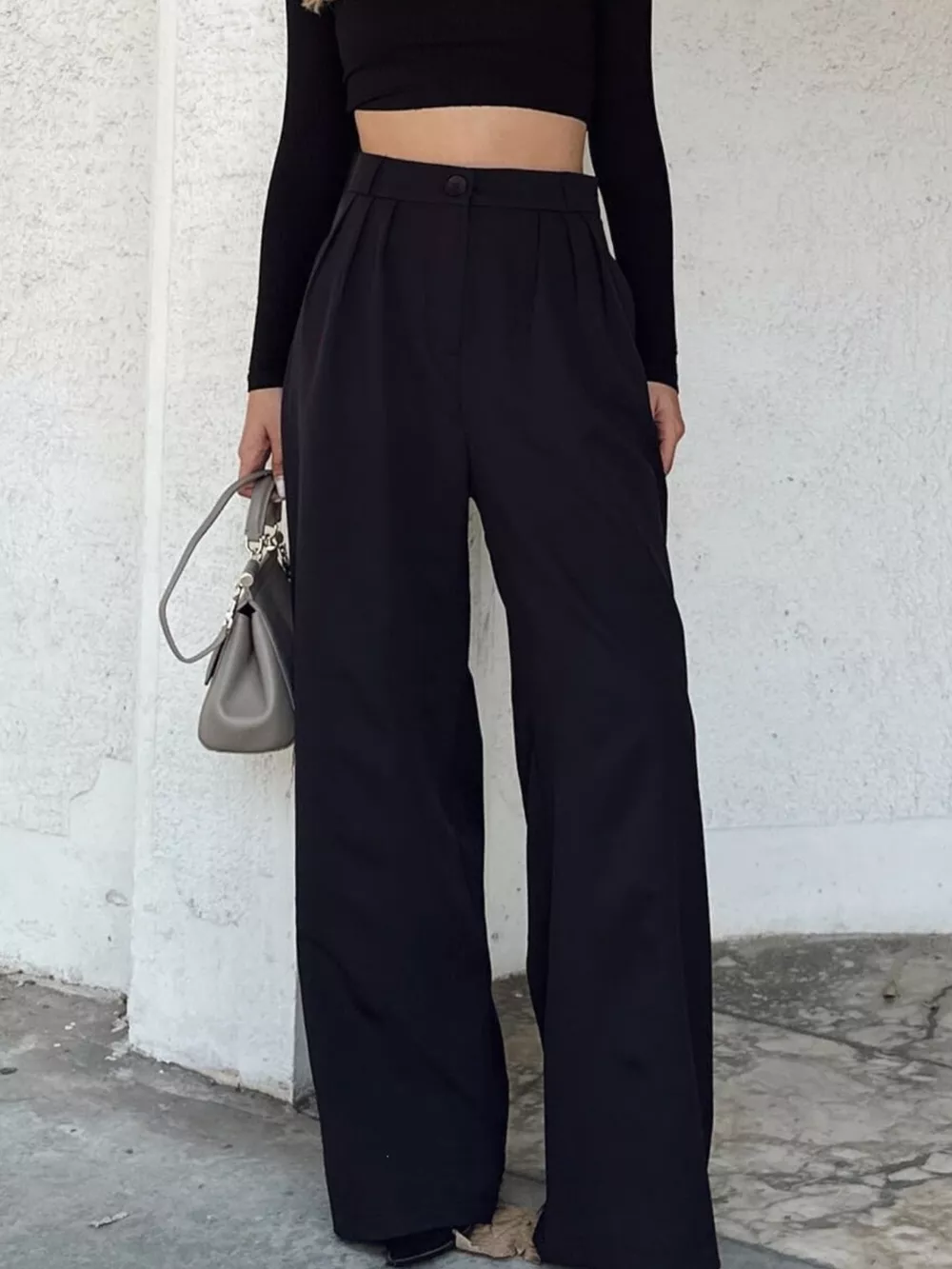 High-Waisted Pleated Wide-Leg Pants, image 3