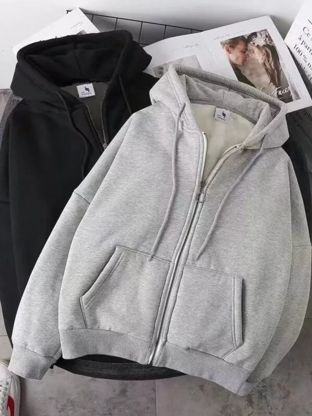 Men's Plus Size Fleece Lined Zip-Up Hoodie, image 4