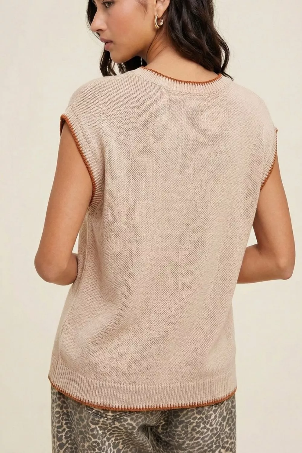 Contrast Trim Knit HOWDY Western Sweater Vest, image 2