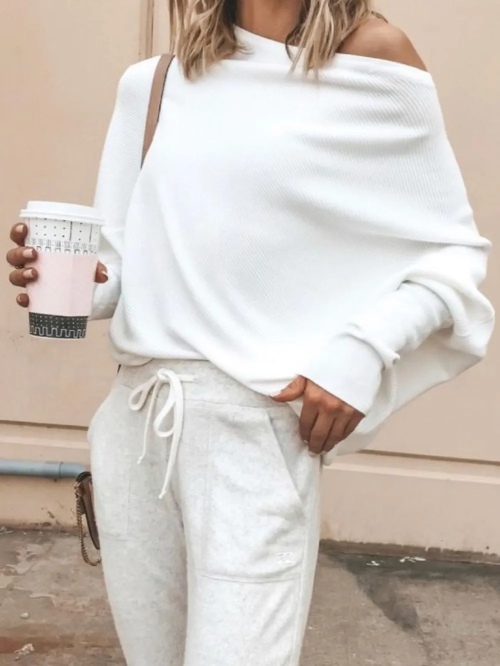Single Shoulder Ribbed Knit Top, image 5