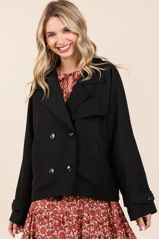 Double Breasted Long Sleeve Trench Coat Jacket, image 5
