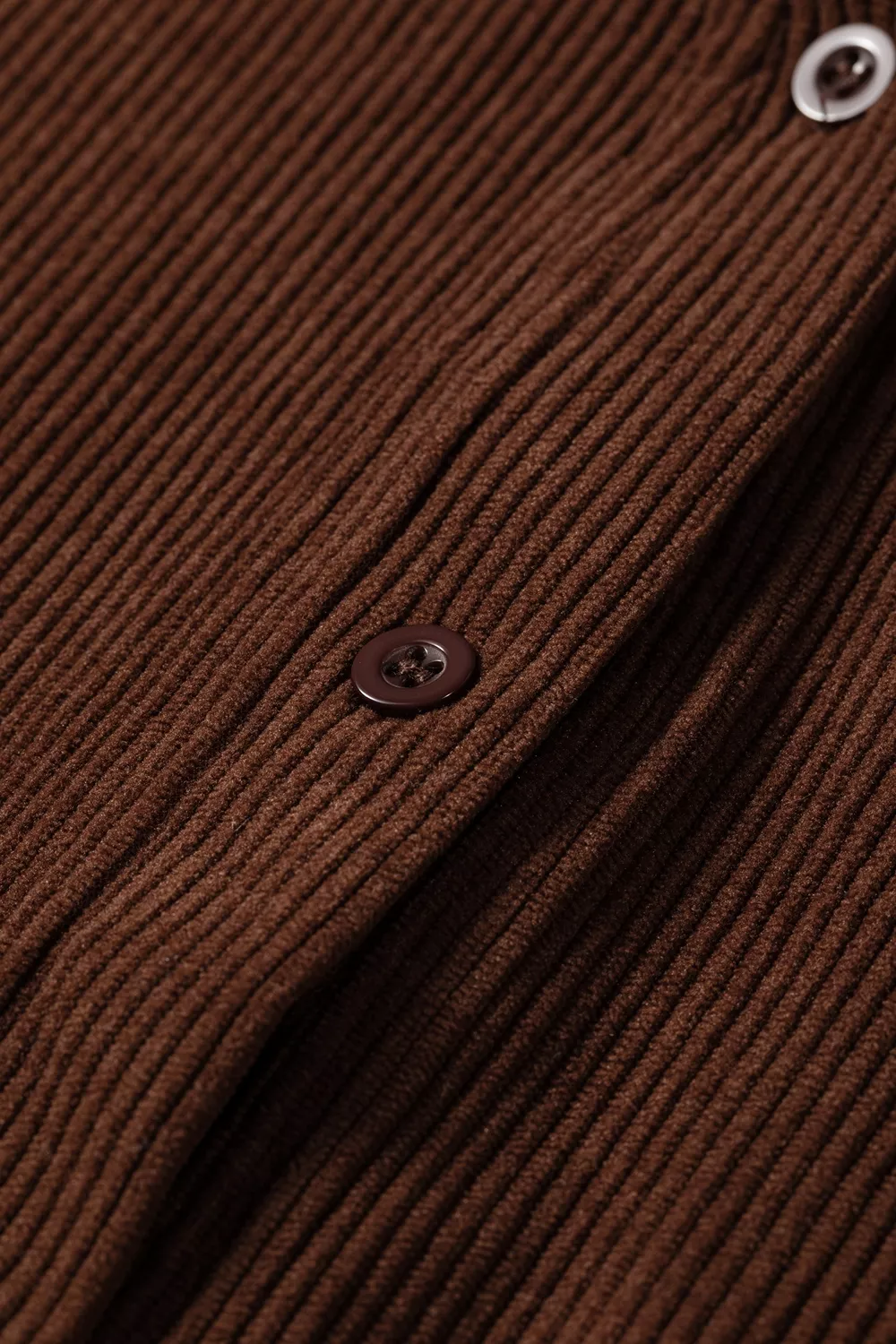 Solid Color Ruffle Trim V Neck Long Sleeve Button Corduroy Shakcet, image 10