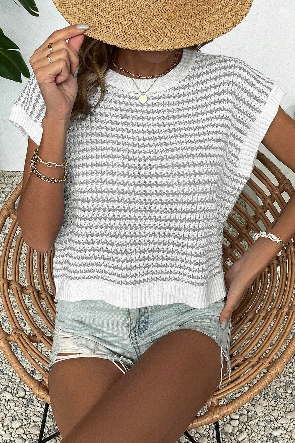 Striped Round Neck Sweater Vest, image 17