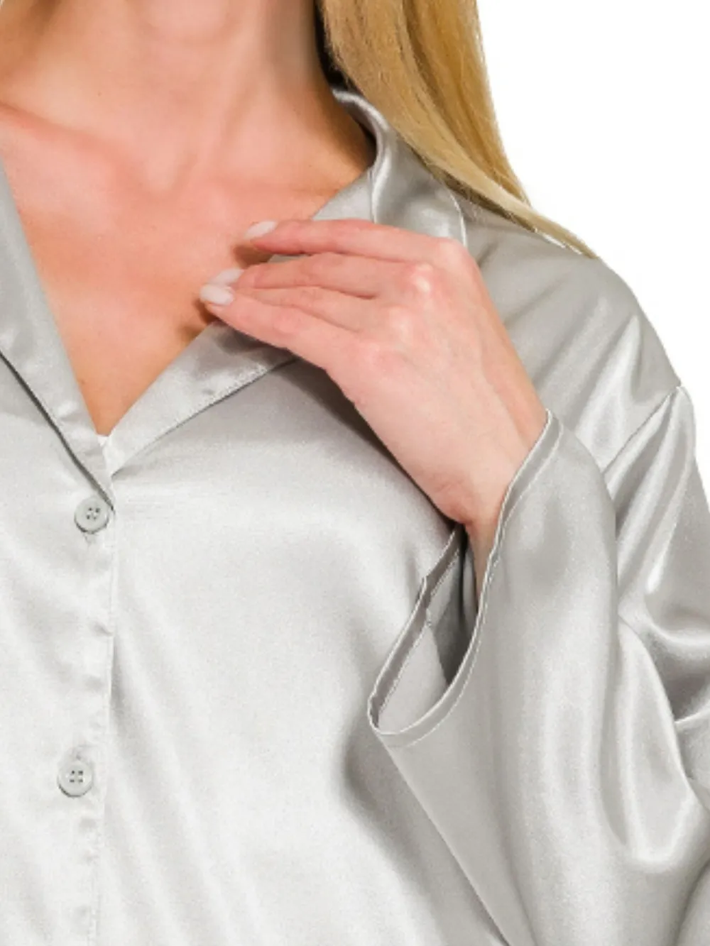 Satin Button Down Shirt, image 3