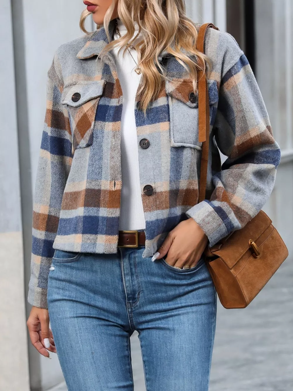 Plaid Button-Up Jacket, image 6