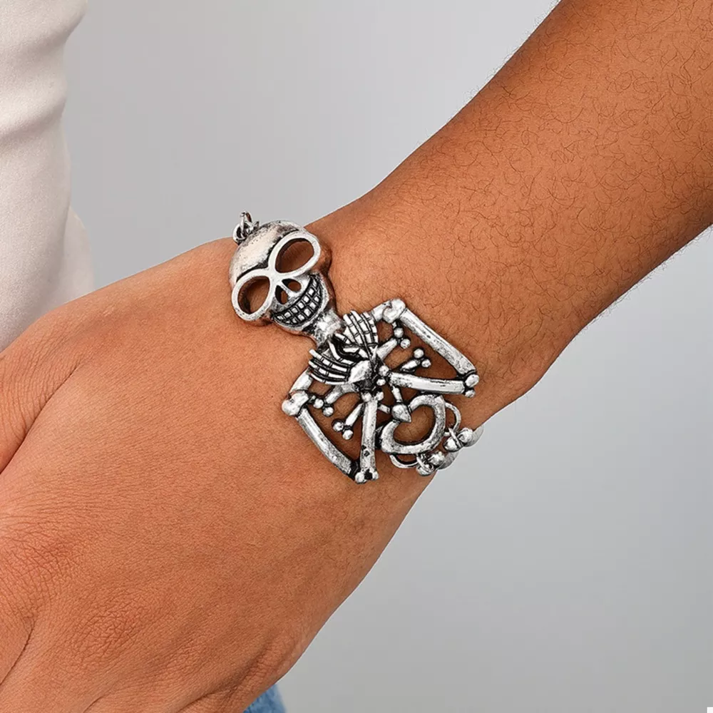Alloy Skull Necklace and Bracelet Jewelry Set, image 3