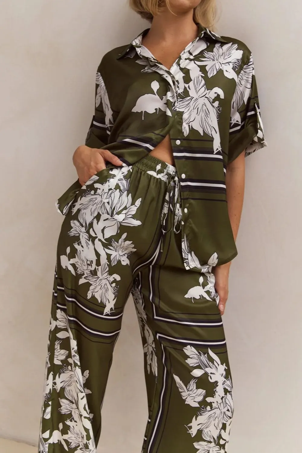 Printed Button Up Shirt and Pants Set, image 15