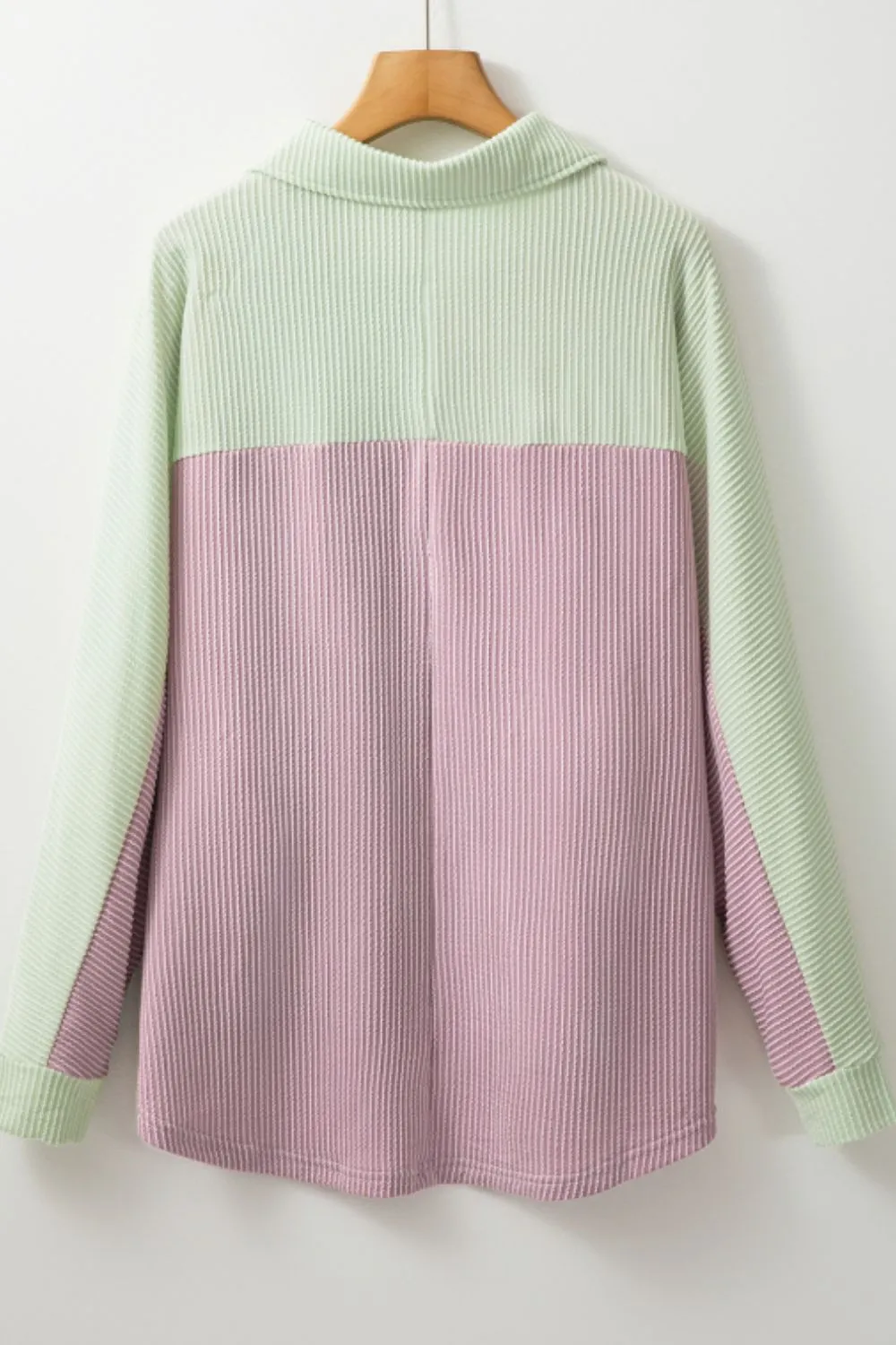 Color Block Corded Button Up Shacket, image 5