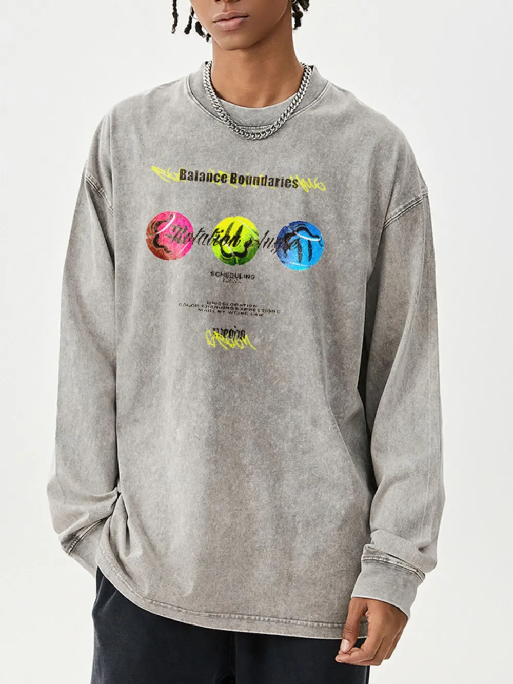 Men's Graphic Round Neck Long Sleeve T-Shirt, image 2