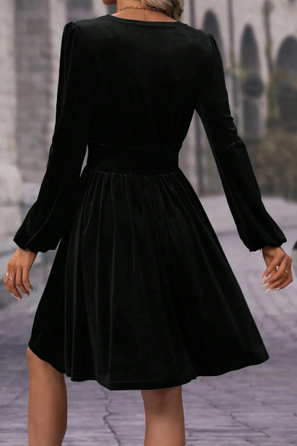 Surplice Long Sleeve Velvet Dress, image 11