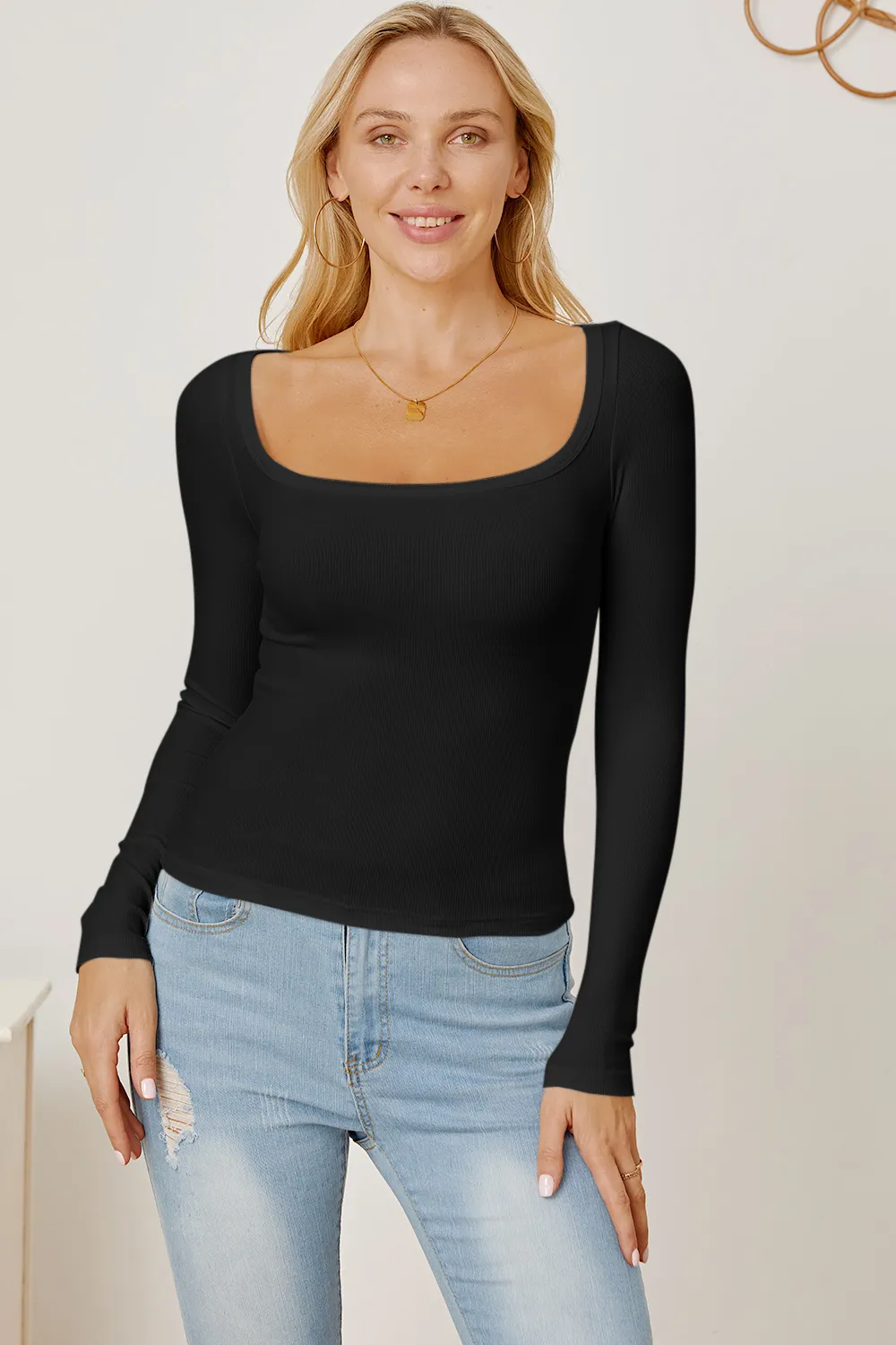 Square Neck Long Sleeve T-Shirt, image 8