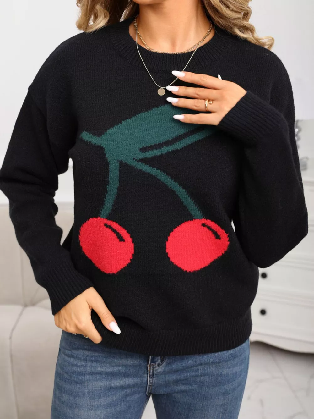 Cherry Round Neck Sweater, image 8