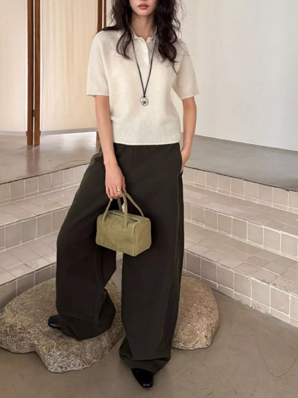 Wool Short-Sleeve knitted Polo Shirt, image 6