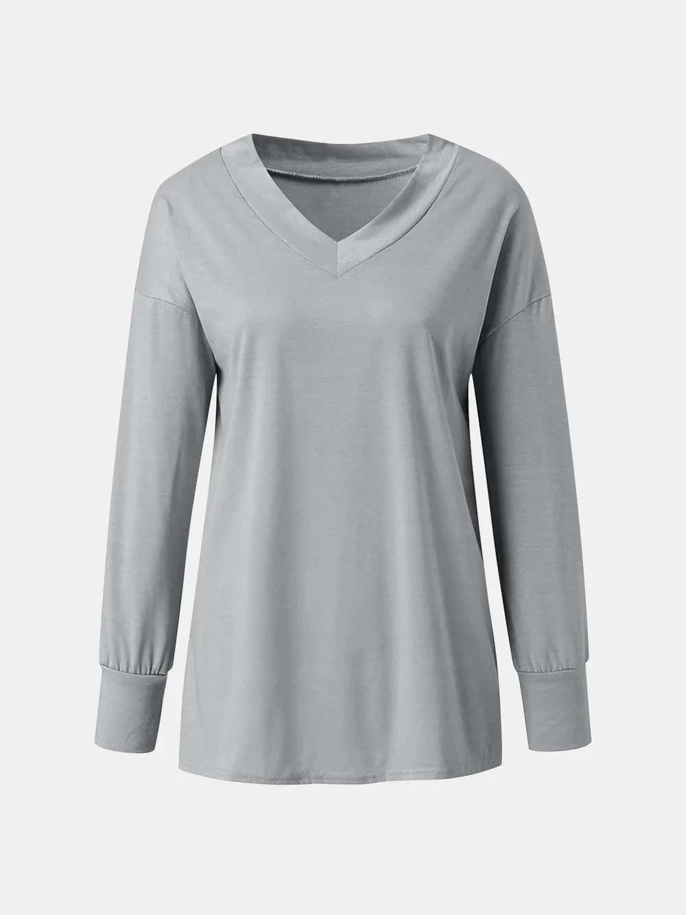 Full Size V-Neck Long Sleeve T-Shirt, image 3