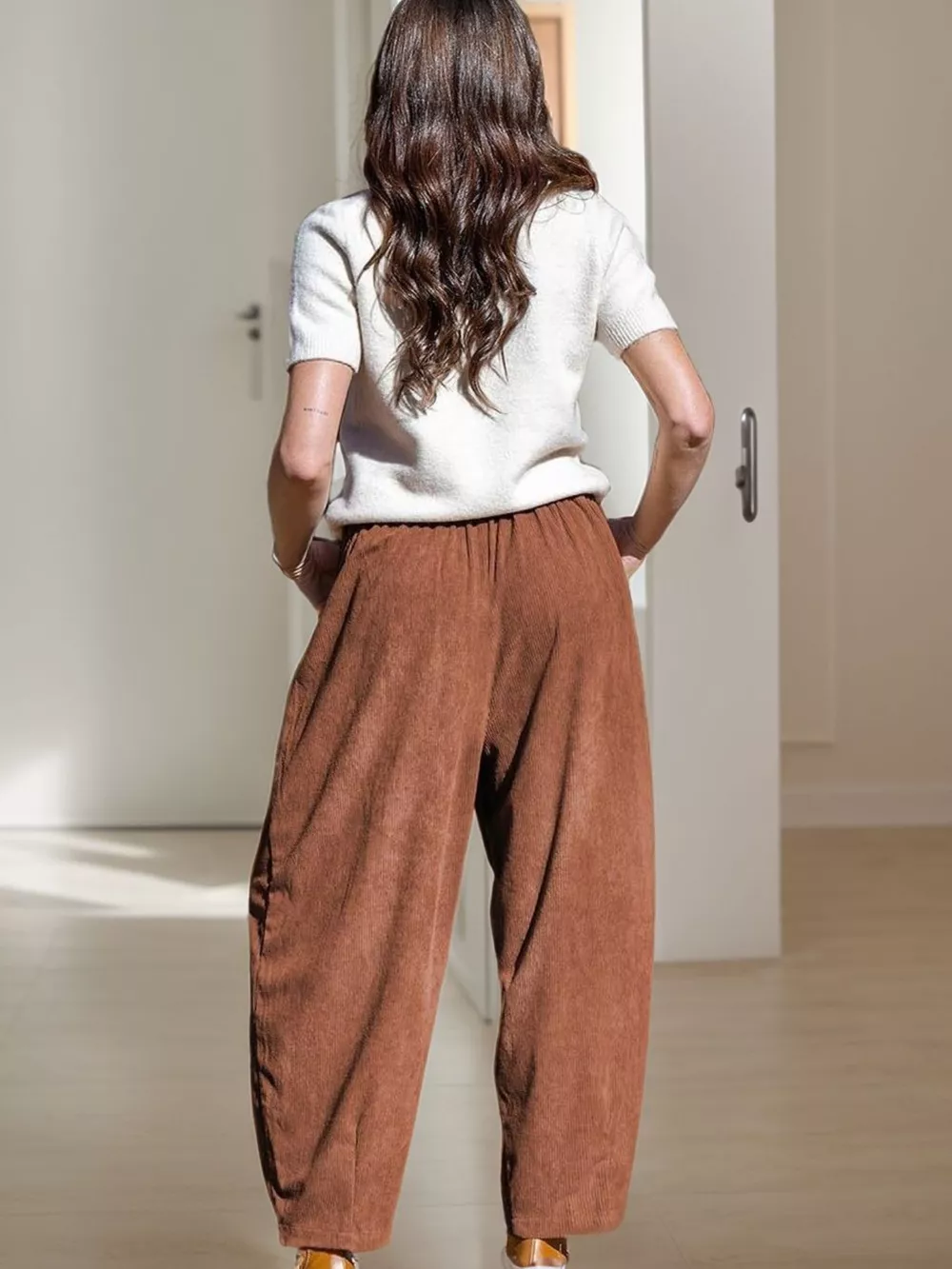 Casual Corduroy Wide Leg Pants with Pockets, image 12