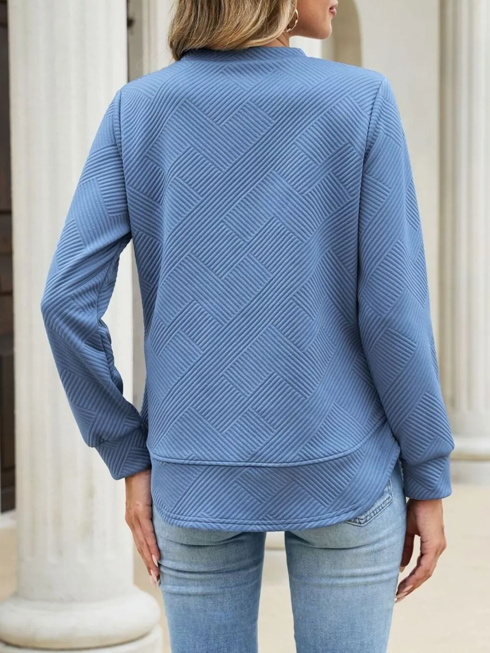 Textured Crew Neck Sweatshirt, image 6