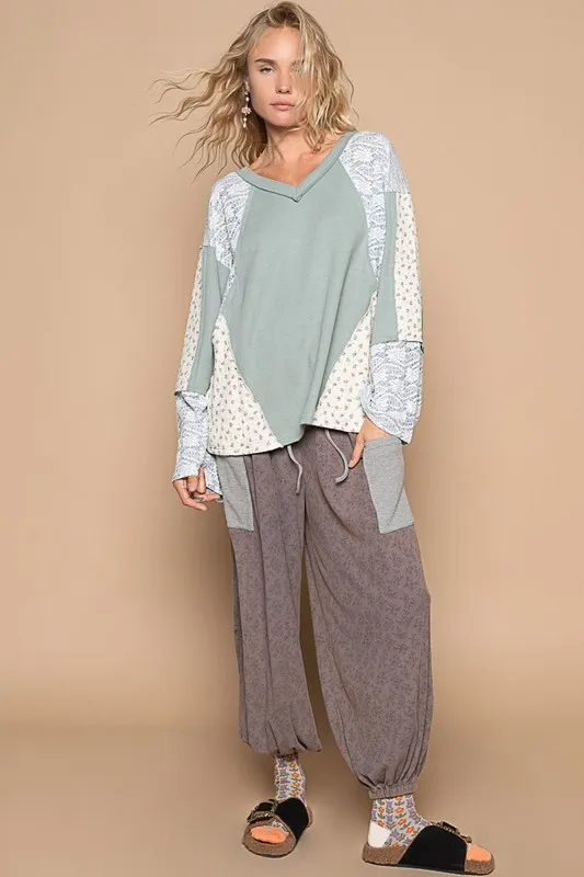 Lace Floral Round Neck Knit Top, image 3
