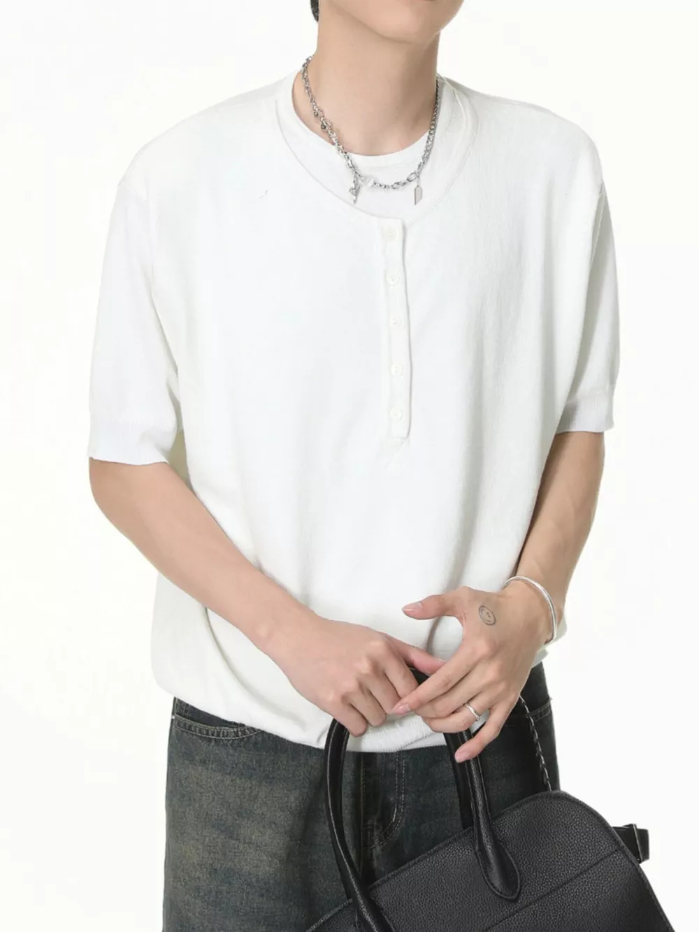 Men's Henley T-Shirt with Button Detail, image 10
