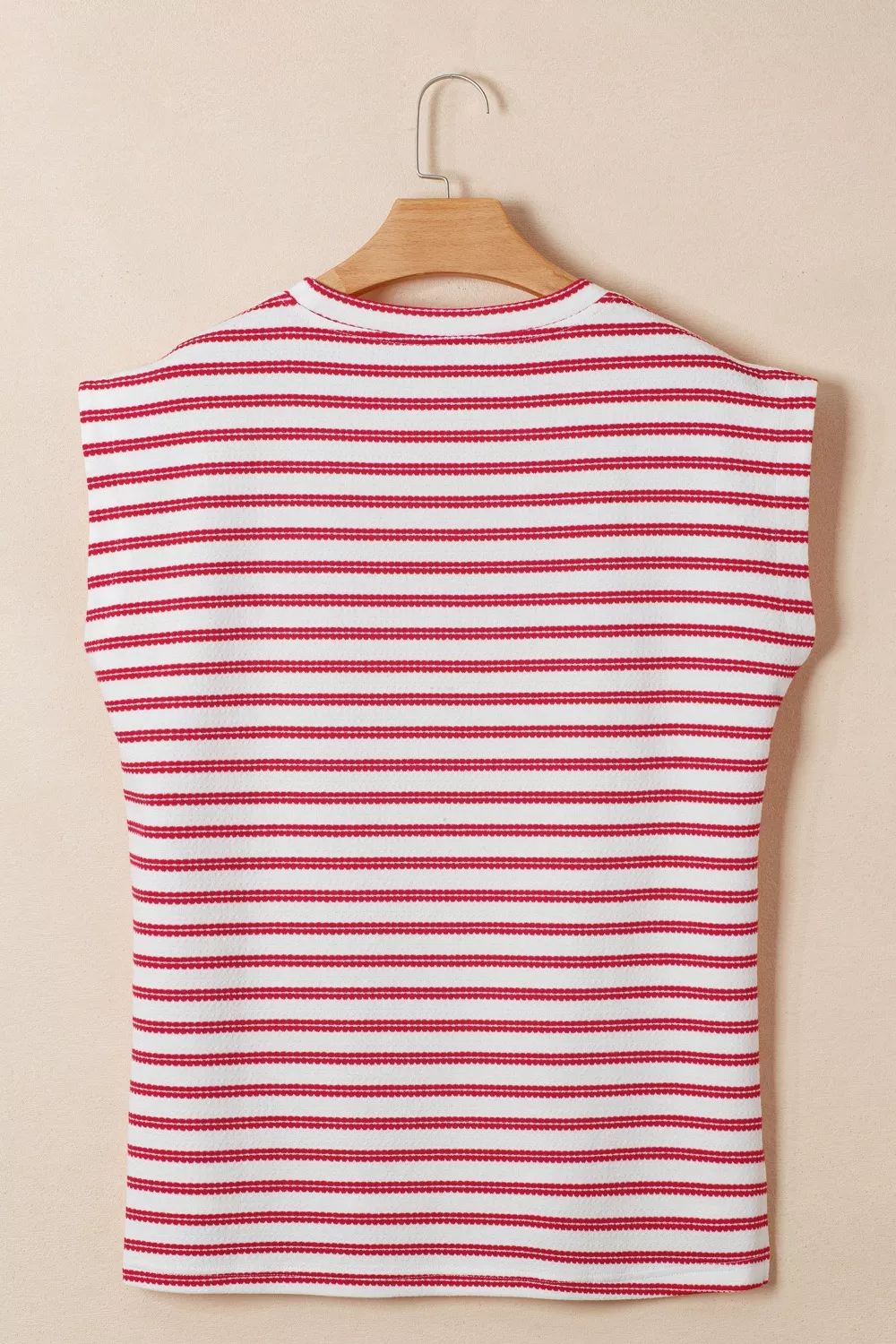 Stripe Textured Knit Button Detail Short Sleeve Casual Tee, image 4