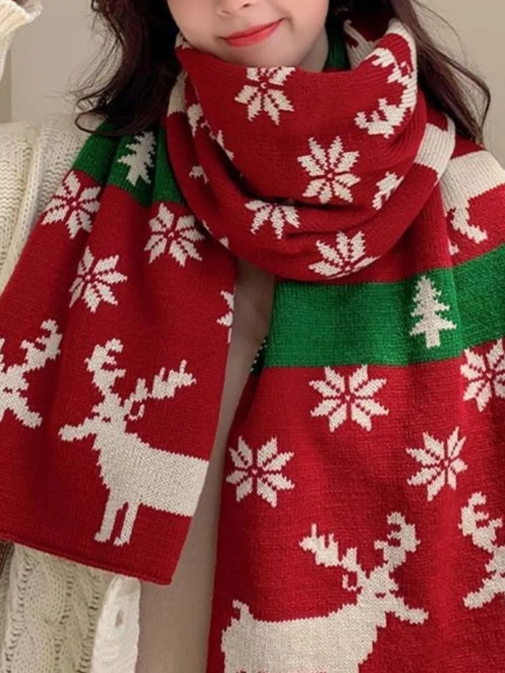 Christmas Reindeer Knitted Scarf, image 4