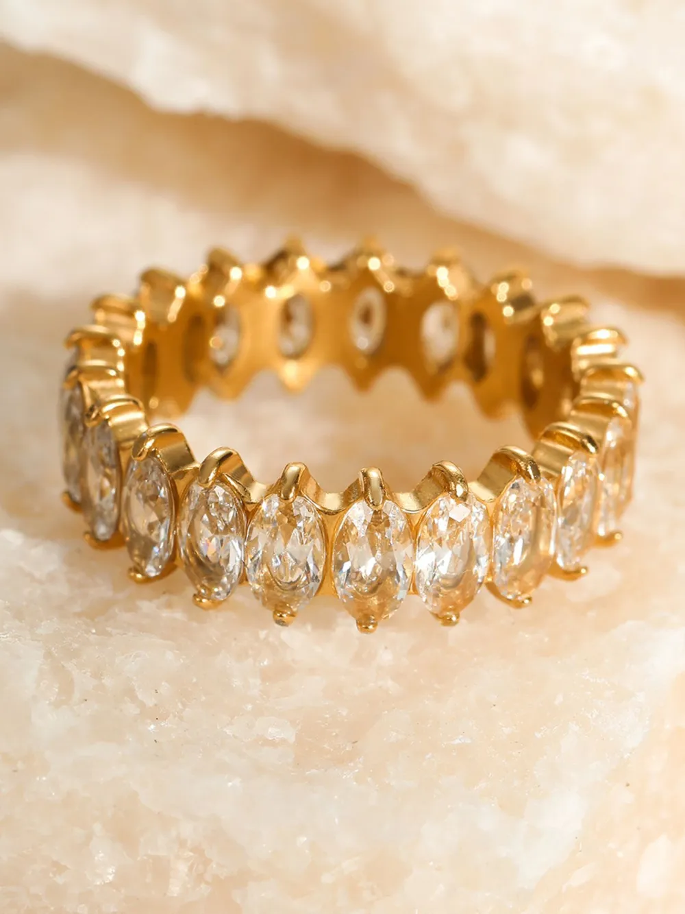 18K Gold-Plated Stainless Steel Zircon Ring, image 2