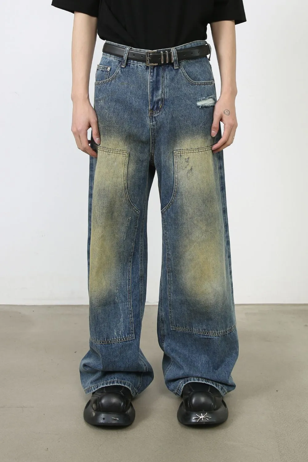 Men's Washed Wide Leg Jeans, image 3