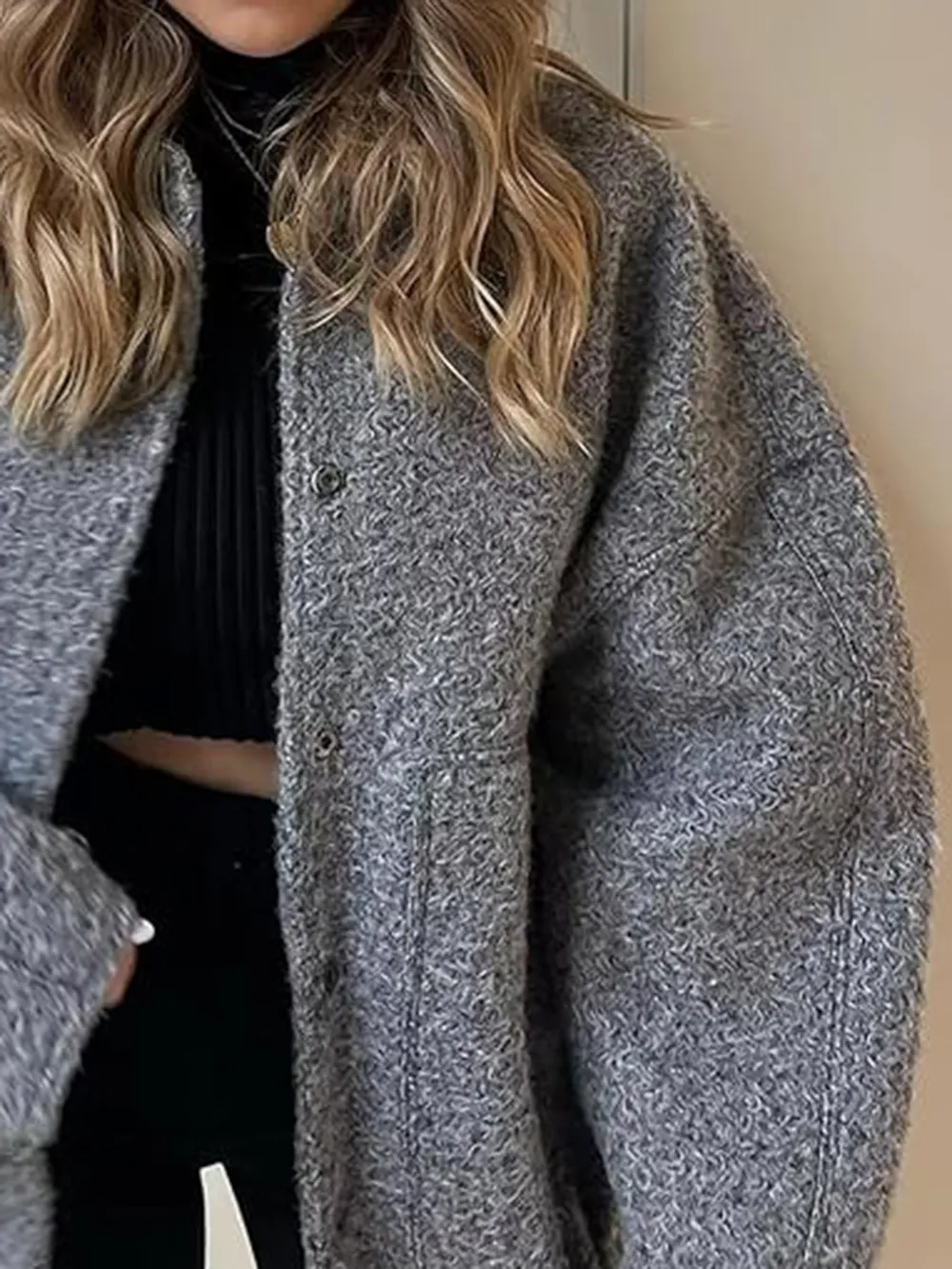 Full Size Snap Down Drop Shoulder Jacket, image 8