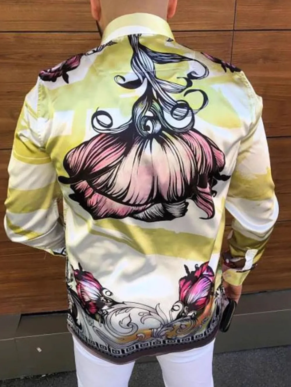 Men's Plus Size Printed Button Up Long Sleeve Shirt, image 4