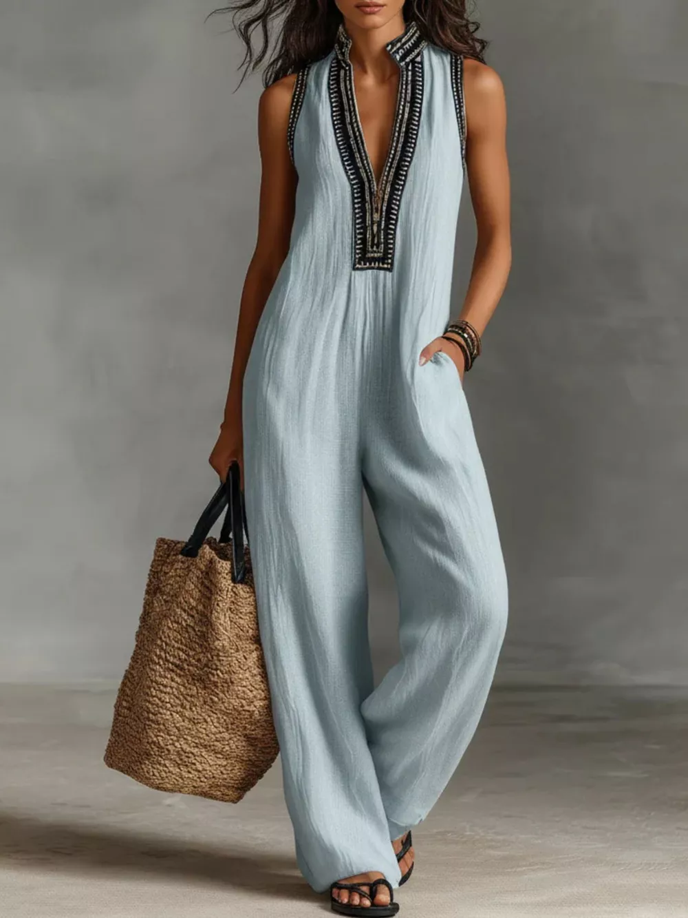 Full Size Sleeveless Wide-Leg Jumpsuit Plus SIze, image 6