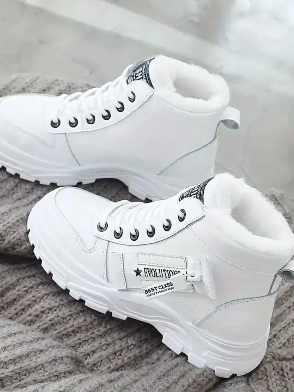 Decorative Zipper Round Toe Platform Boots, image 6