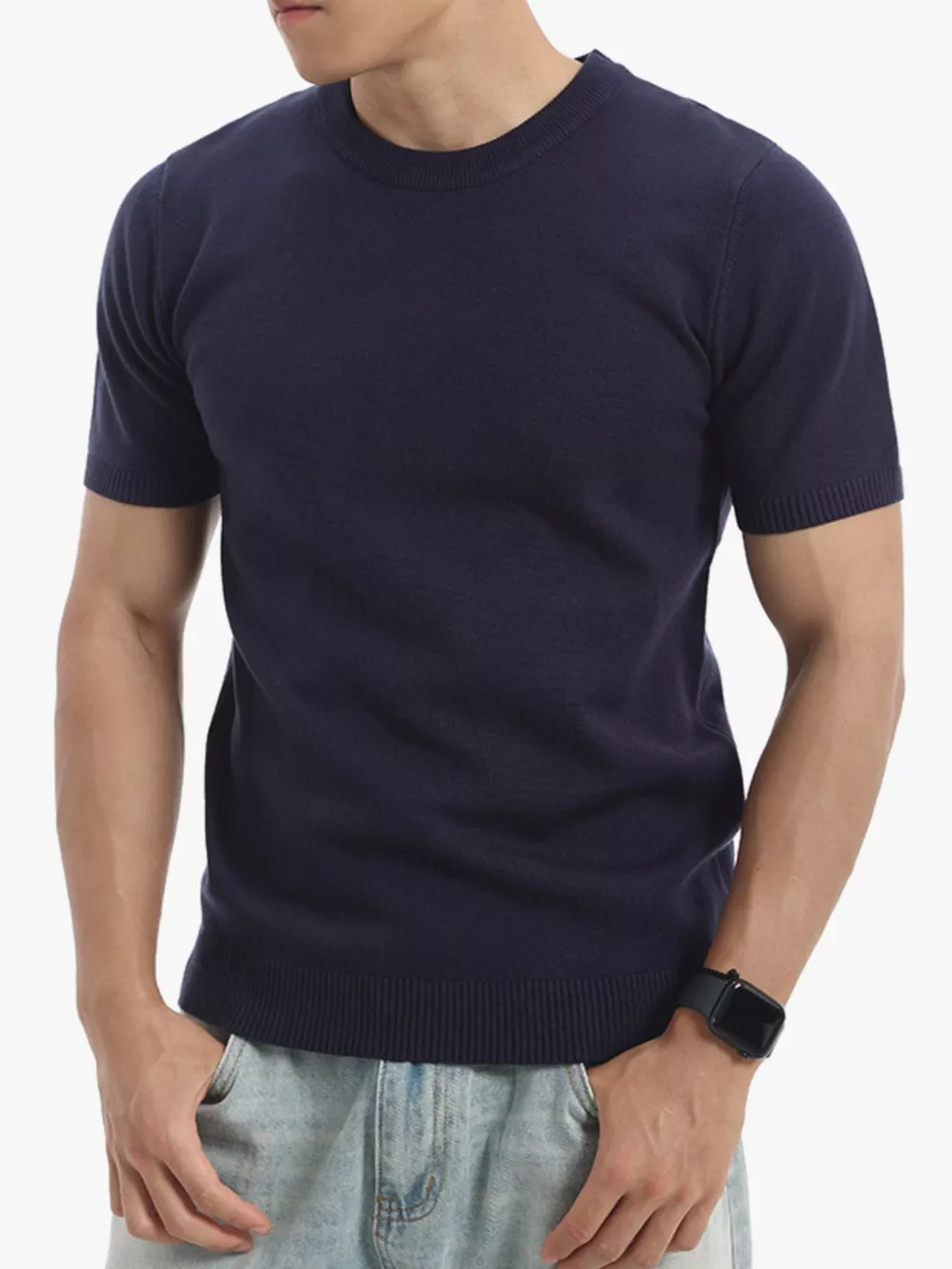 Men's Plus Size Casual Short Sleeve Knit Top, image 10