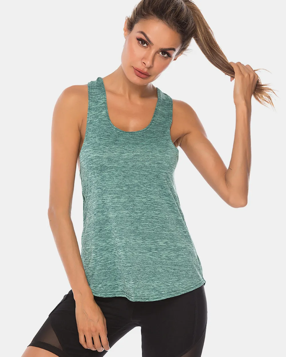 Full Size Scoop Neck Wide Strap Active Tank, image 11