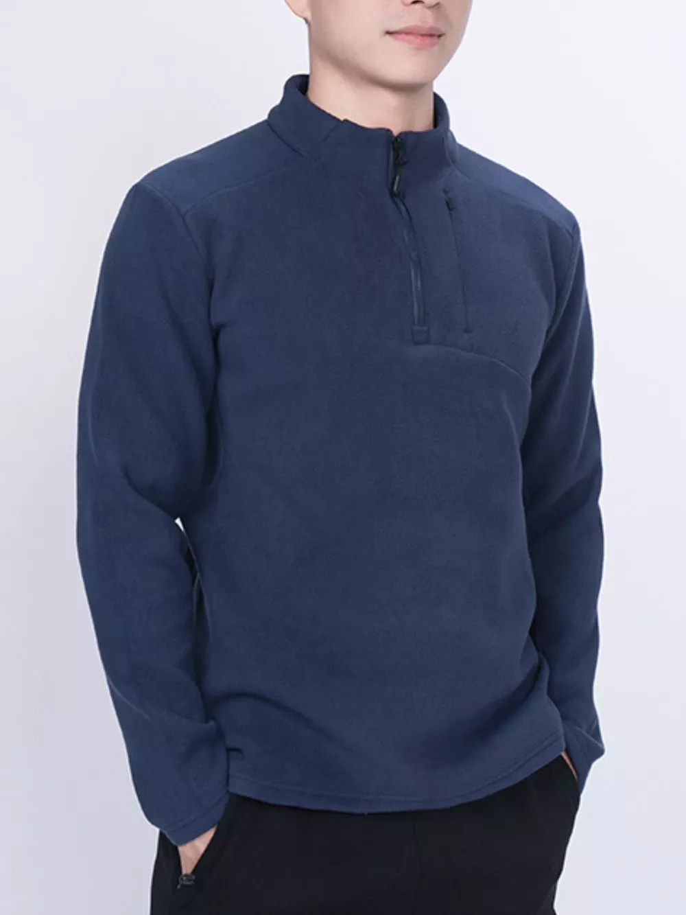 Men's Plus Size Quarter-Zip Fleece Sweatshirt, image 7