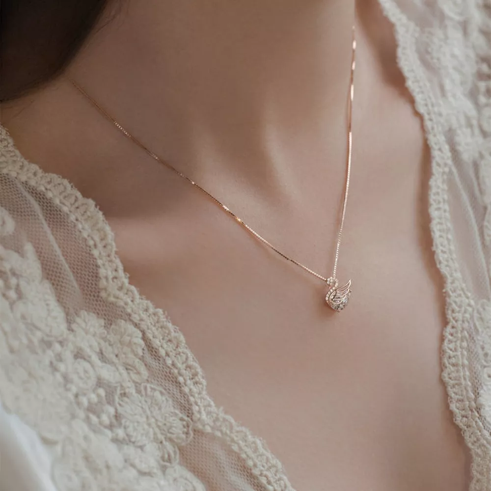 925 Sterling Silver Zircon Pendant Necklace, image 5